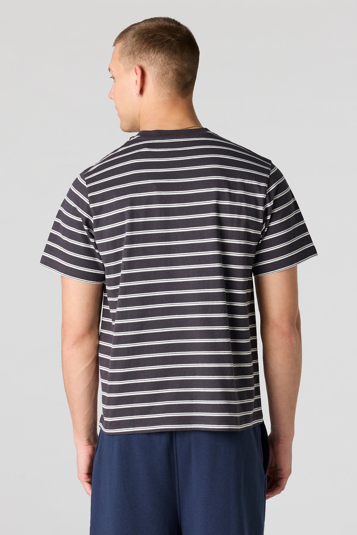 Alt View 2. Striped T-Shirt - Dark Grey