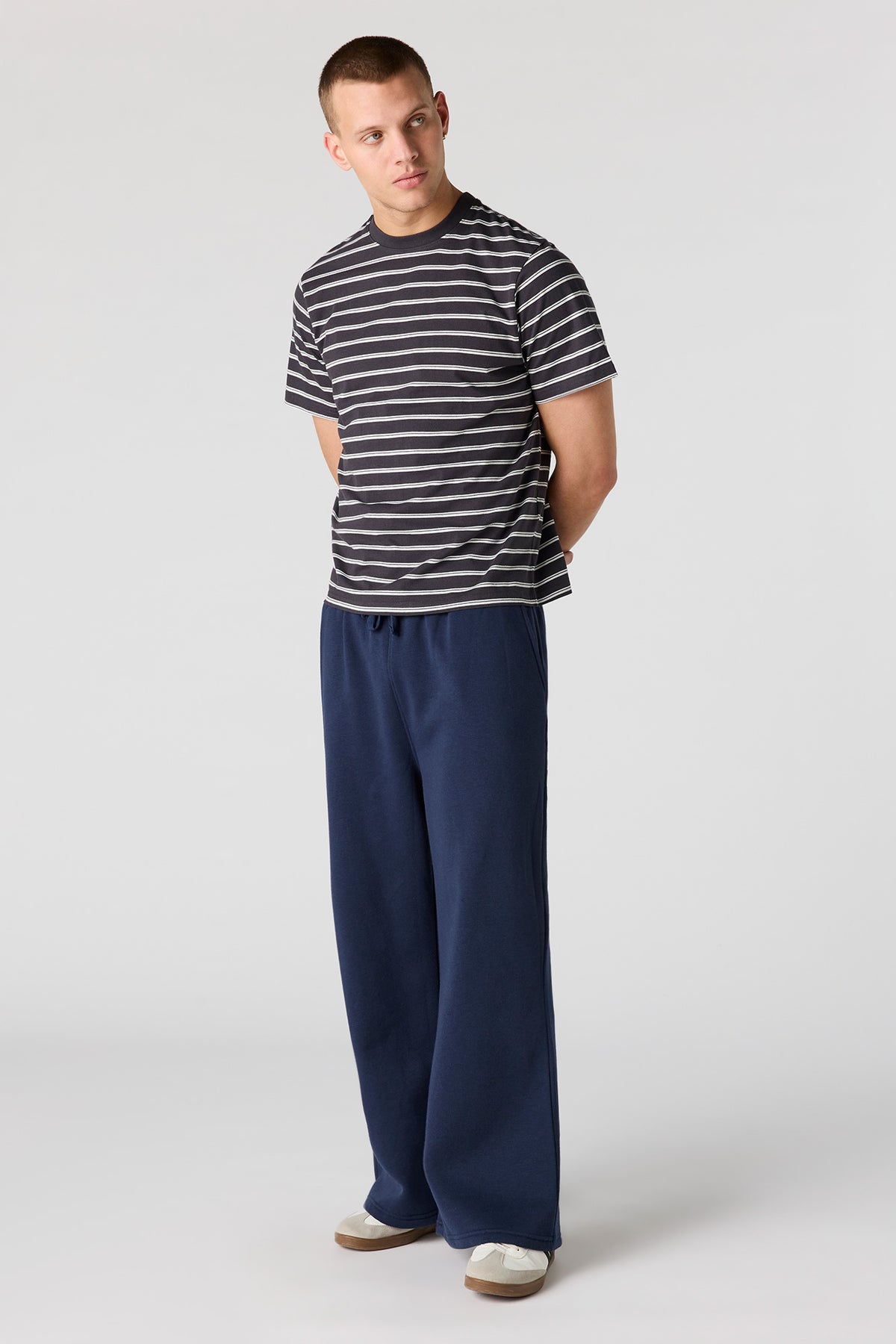 Alt View 3. Striped T-Shirt - Dark Grey