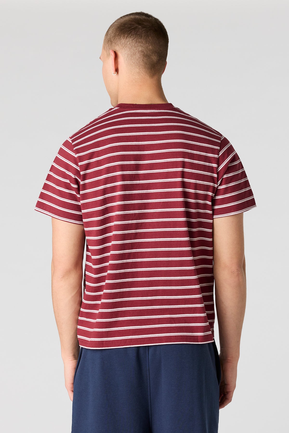 Alt View 2. Striped T-Shirt - Burgundy