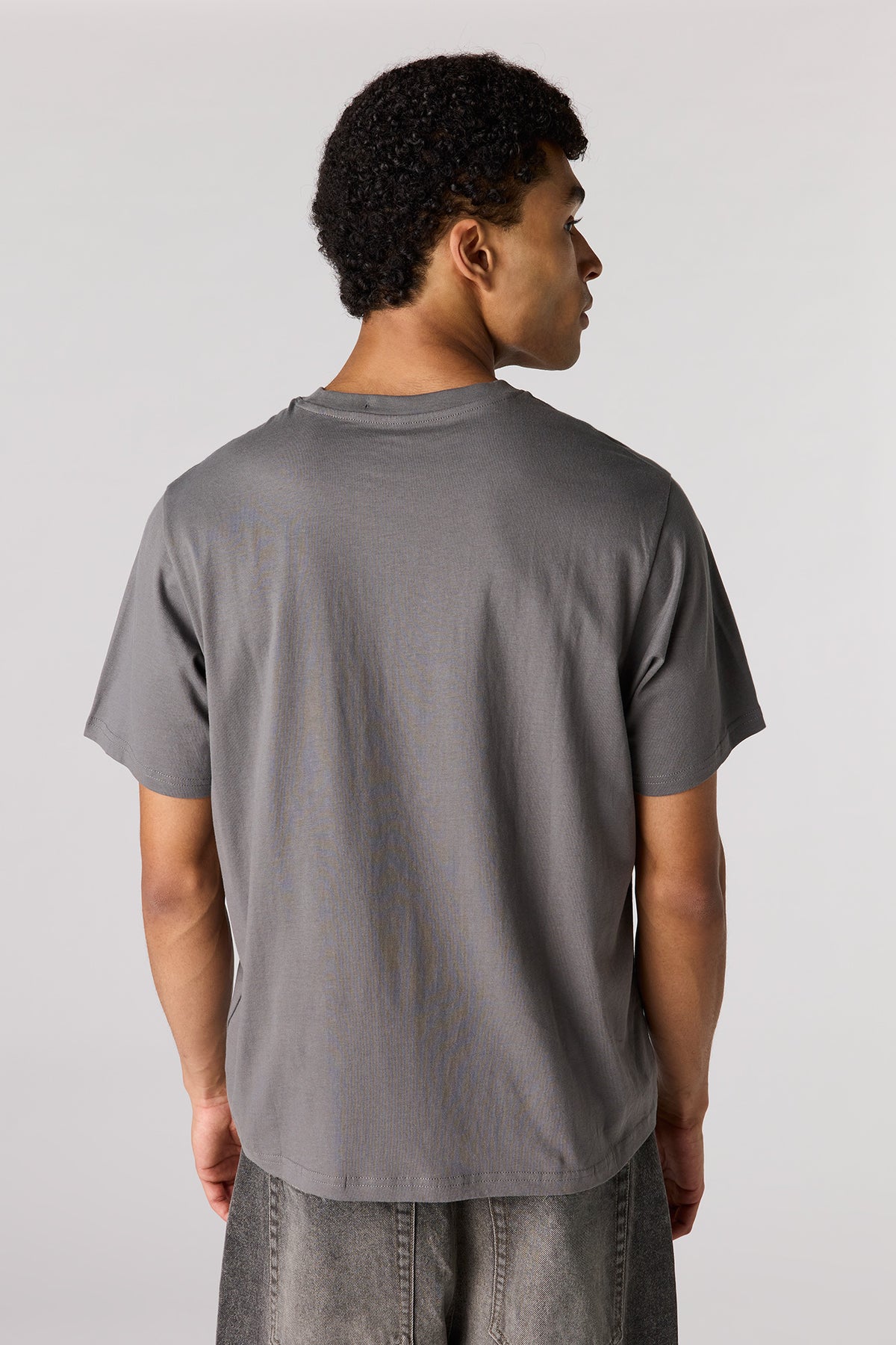 Alt View 2. Embroidered T-Shirt - Dark Grey