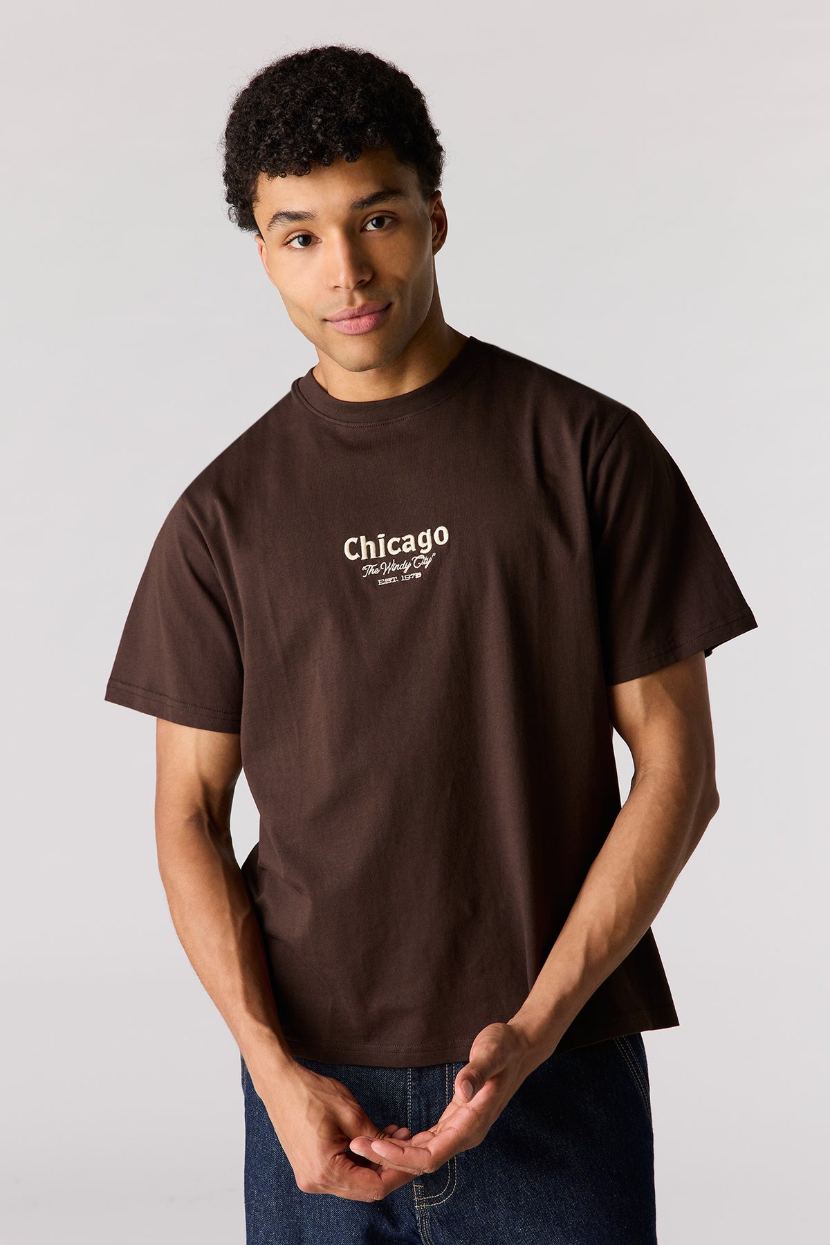 Embroidered T-Shirt - Brown