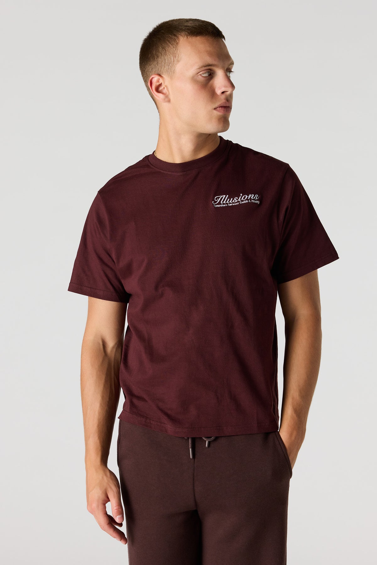 Embroidered T-Shirt - Burgundy