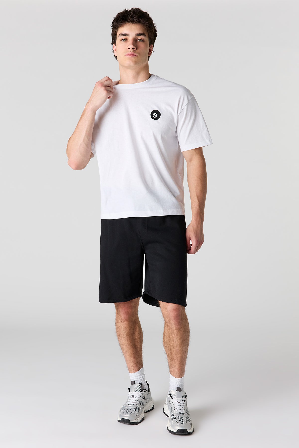 Alt View 2. Embroidered Boxy T-Shirt - Black with White