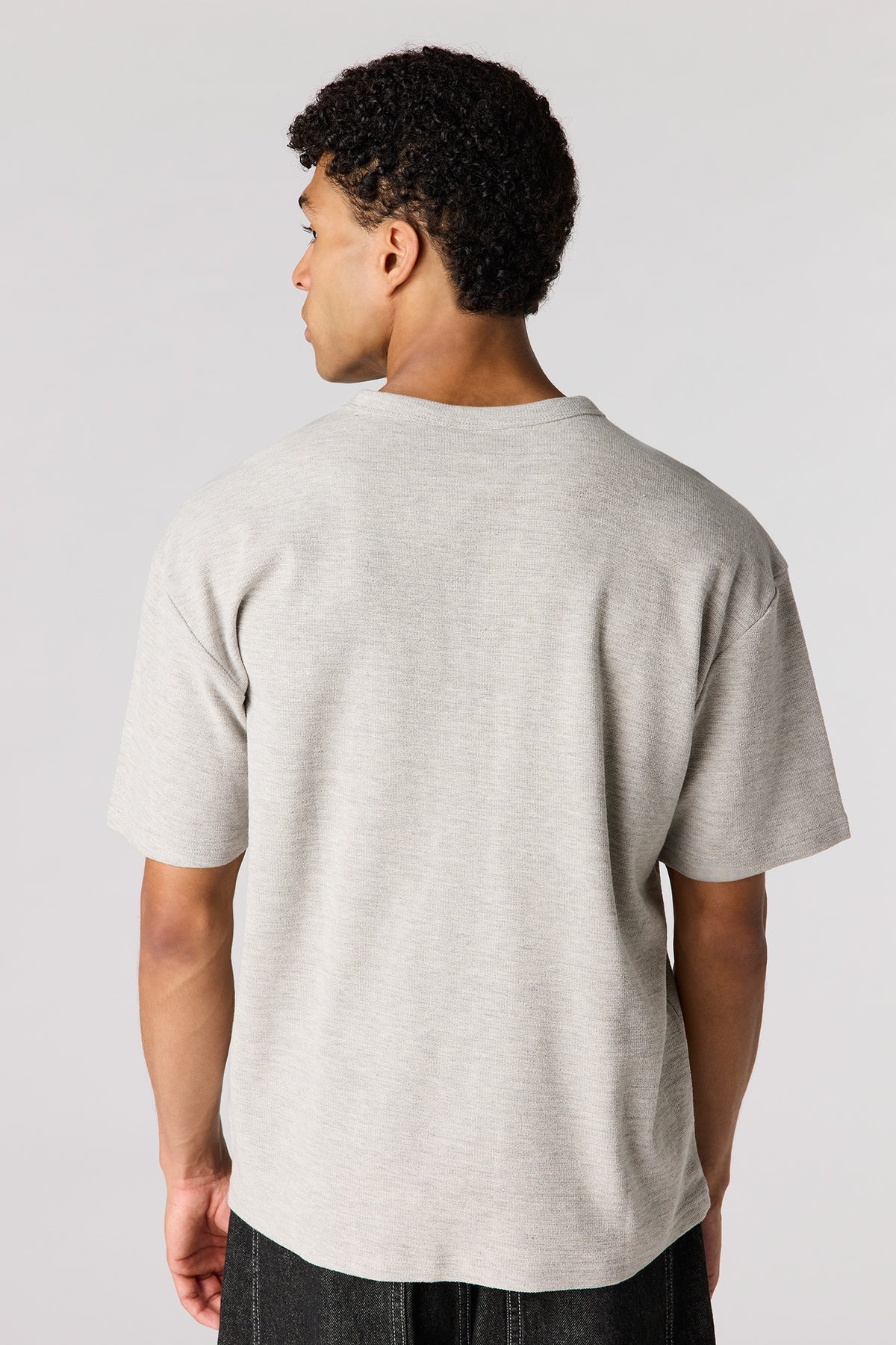 Alt View 2. Knit Henley T-Shirt - Heather Grey