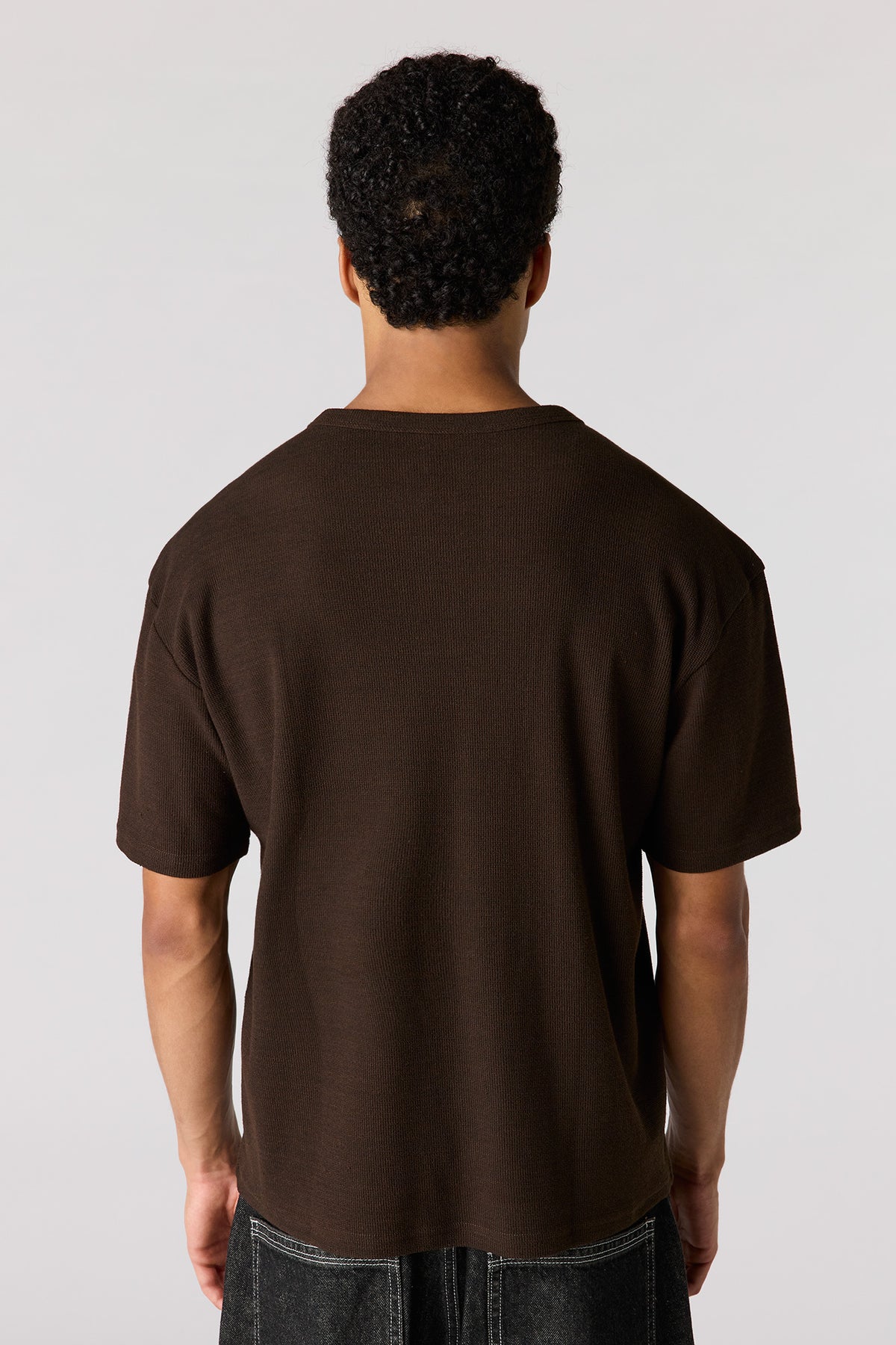 Alt View 2. Knit Henley T-Shirt - Brown
