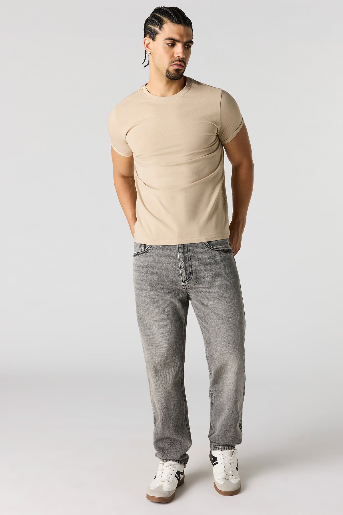 Alt View 3. Slim Crewneck T-Shirt - Natural