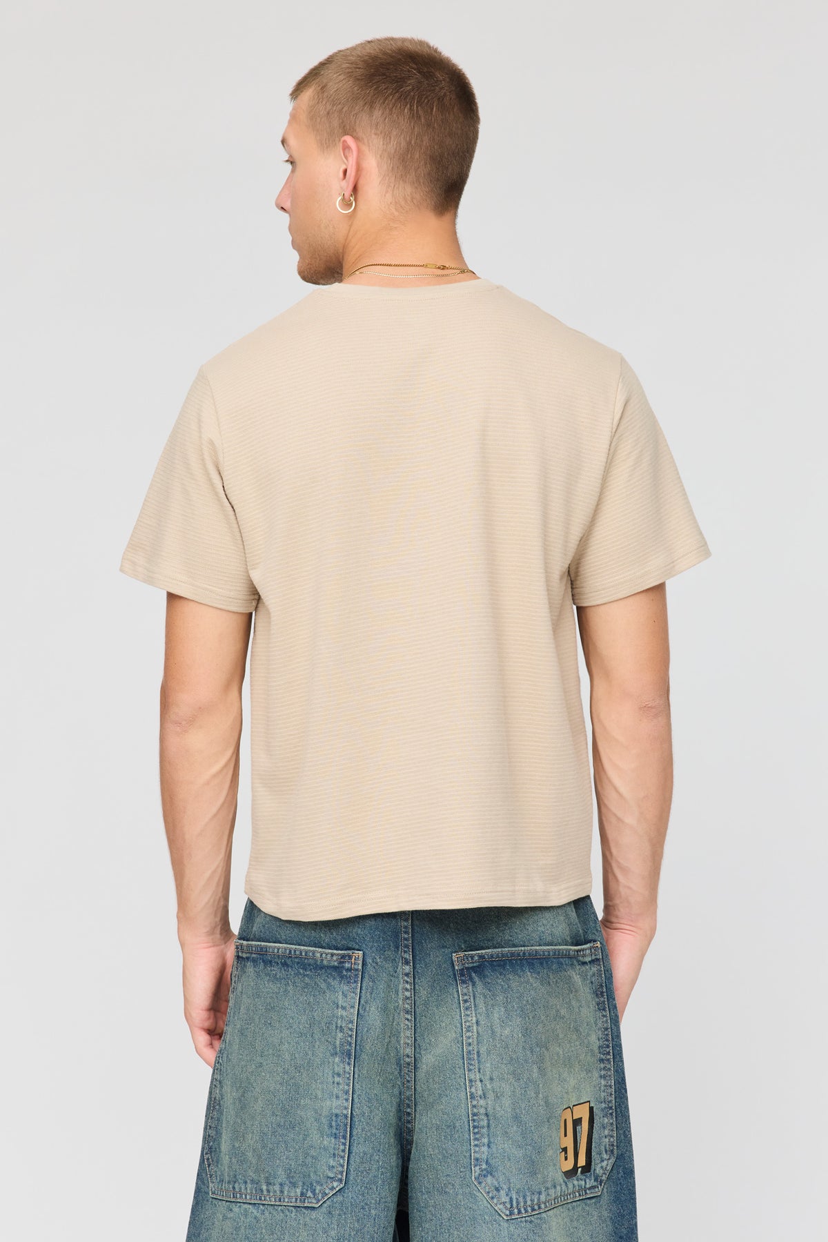 Alt View 2. Textured T-Shirt - Natural