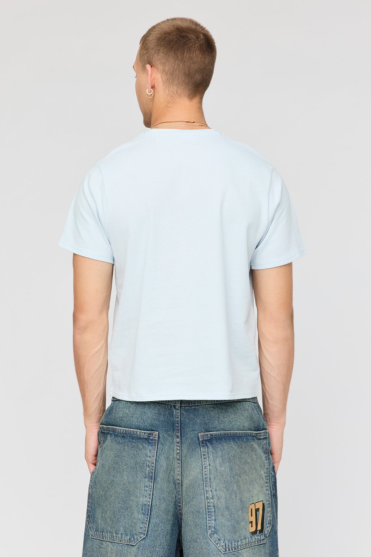 Alt View 2. Textured T-Shirt - Light Blue