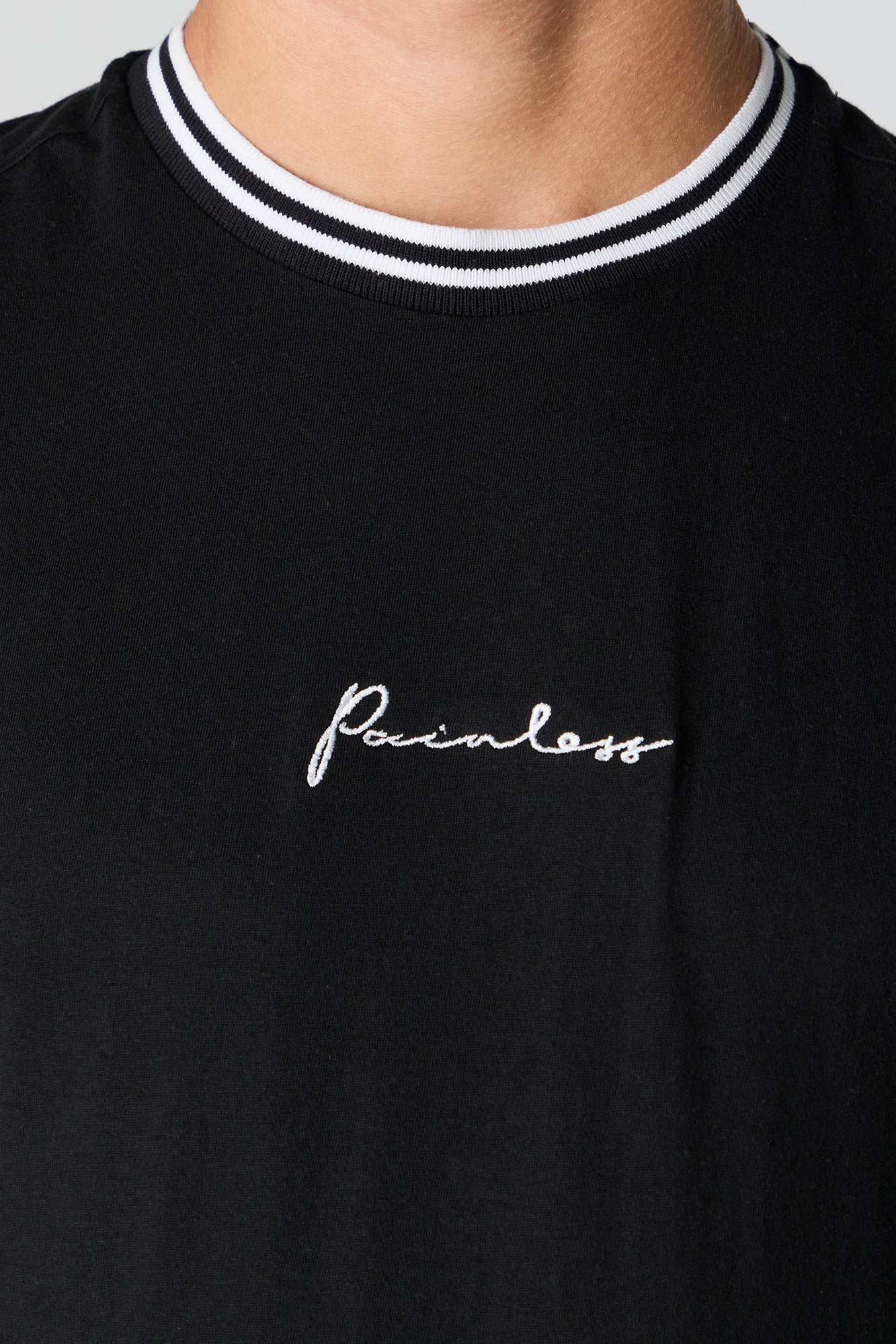 Painless Embroidered Contrast Trim T-Shirt