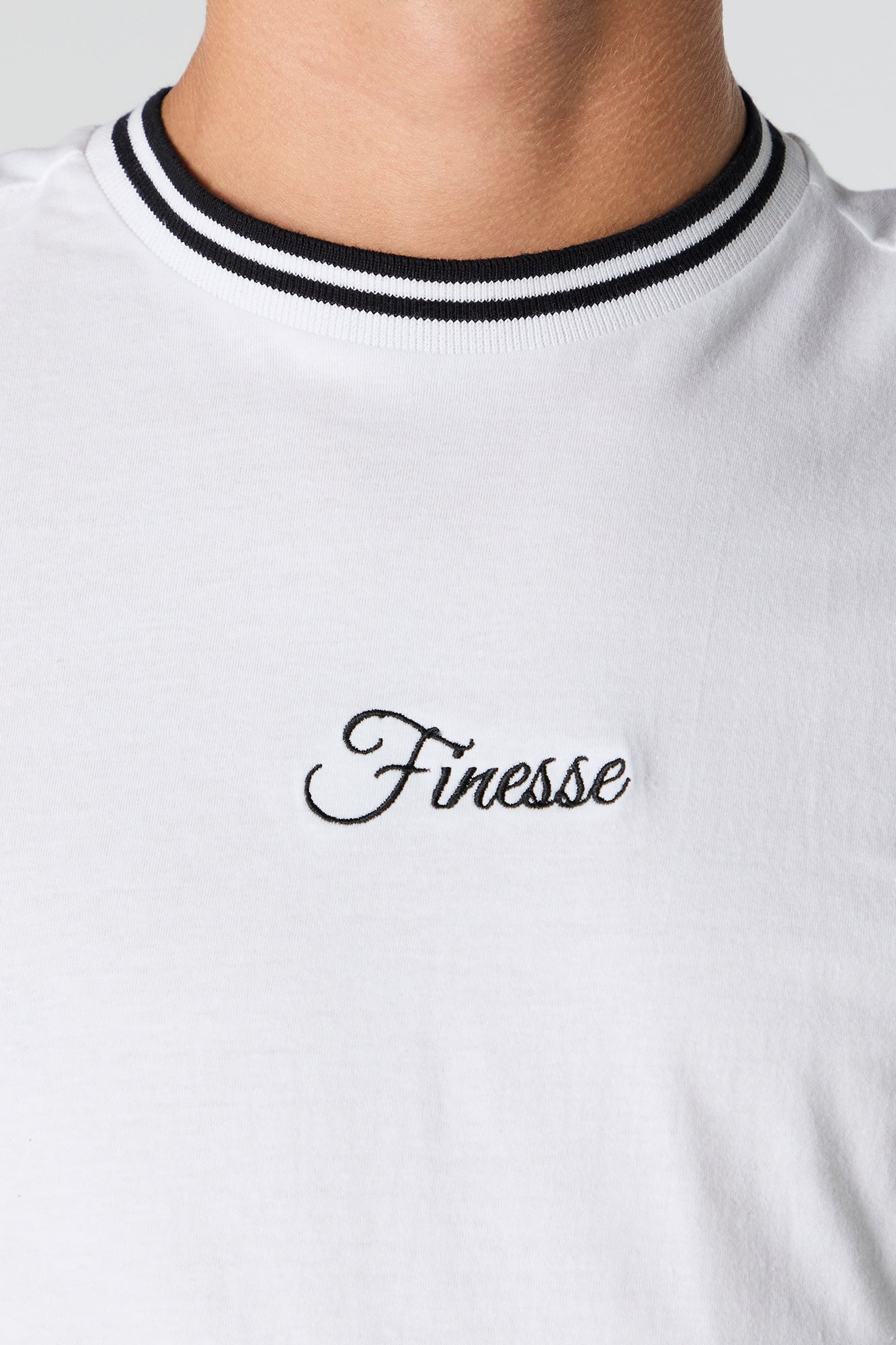 Finesse Embroidered Contrast Trim T-Shirt