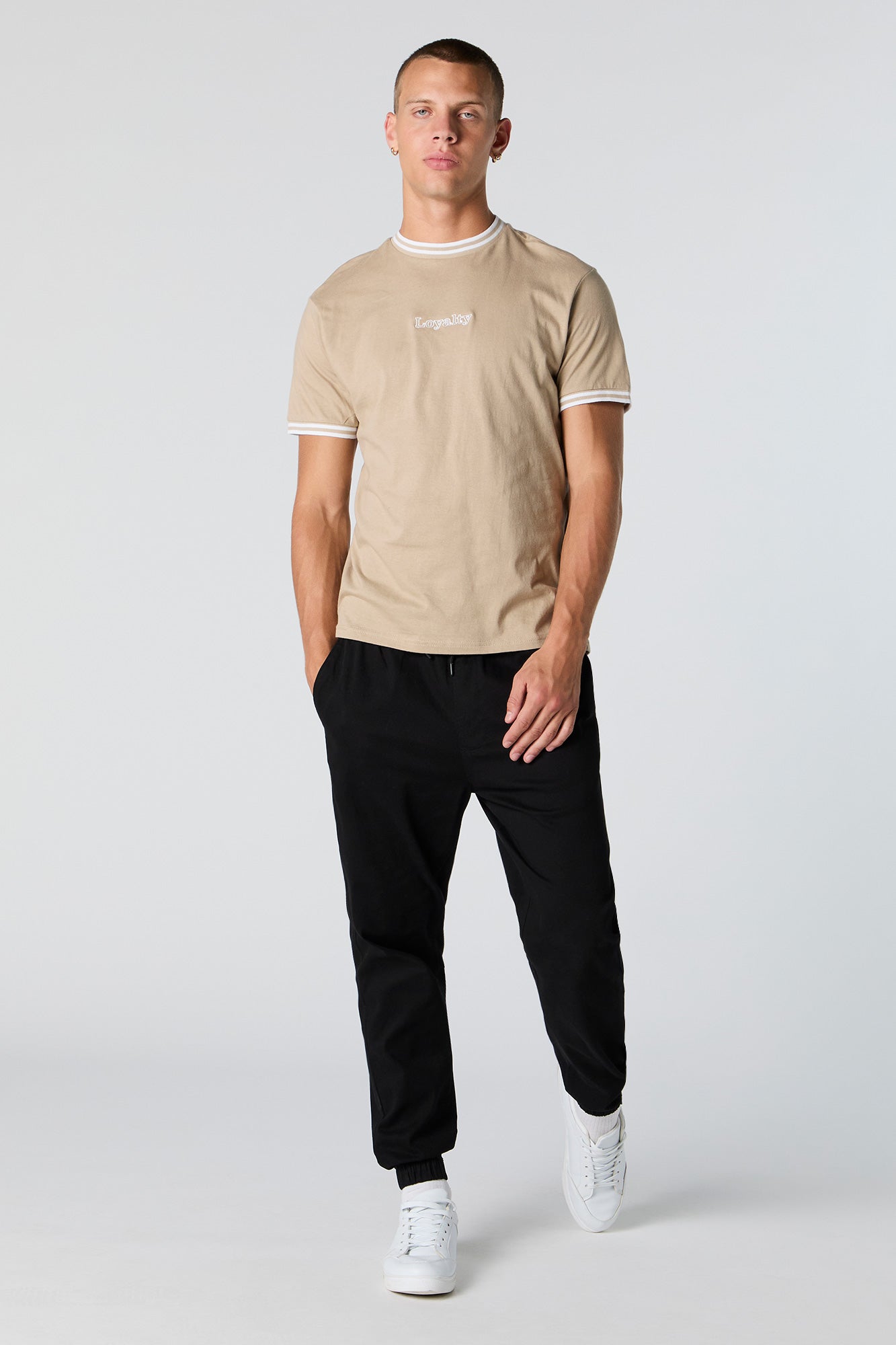 Loyalty Embroidered Contrast Trim T-Shirt