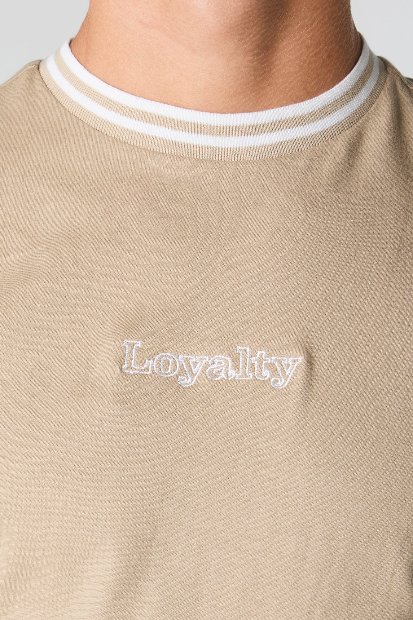 Loyalty Embroidered Contrast Trim T-Shirt