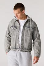Blouson de camionneur en denim avec capuchon amovible