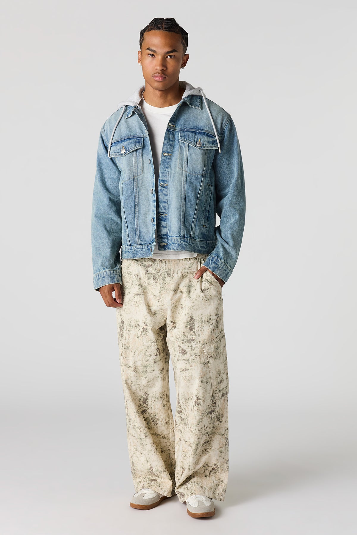 Alt View 3. Denim Removable Hooded Trucker Jacket - Medium Blue