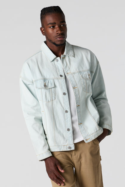 Blouson de style camionneur en denim délavé à l'acide