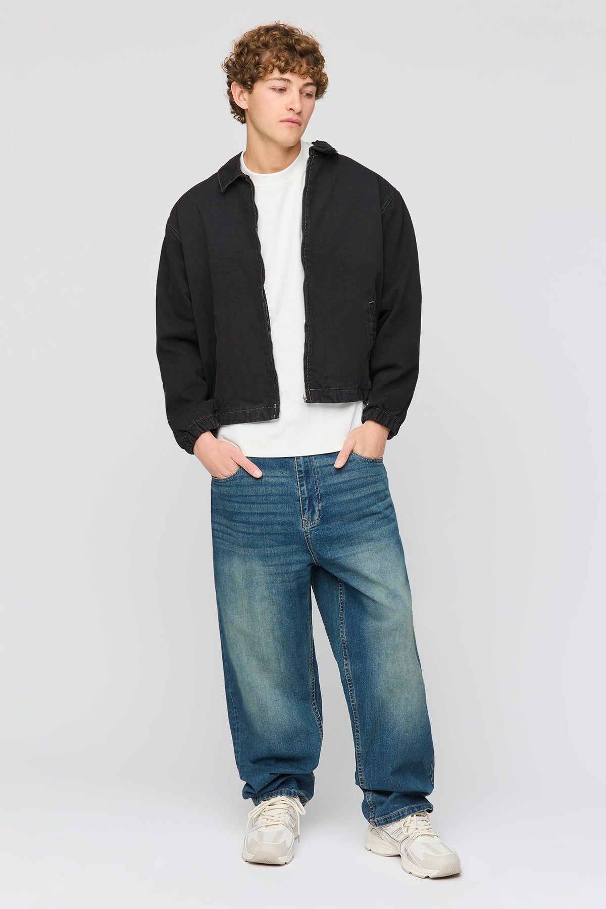 Alt View 3. Denim Bomber Jacket - Black