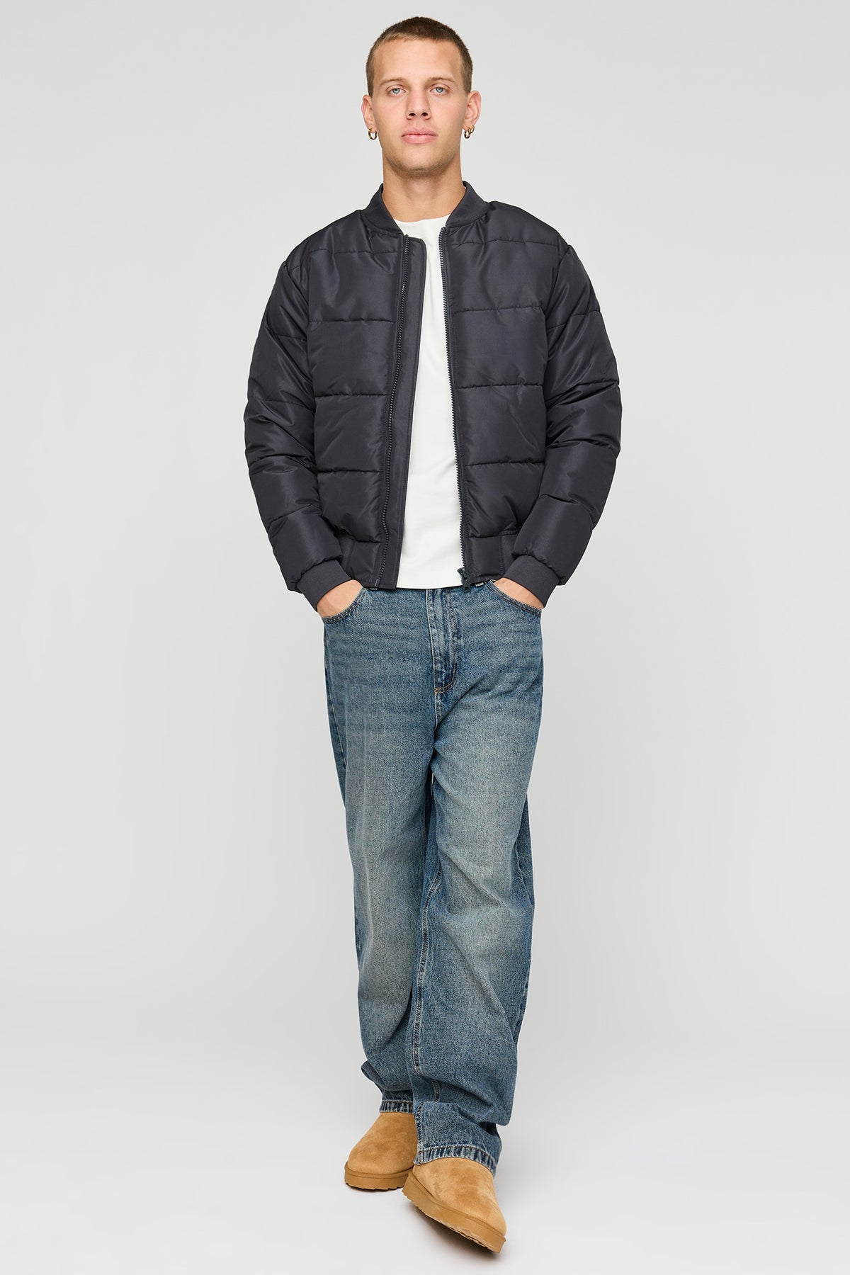 Alt View 3. City Puffer Jacket - Dark Grey