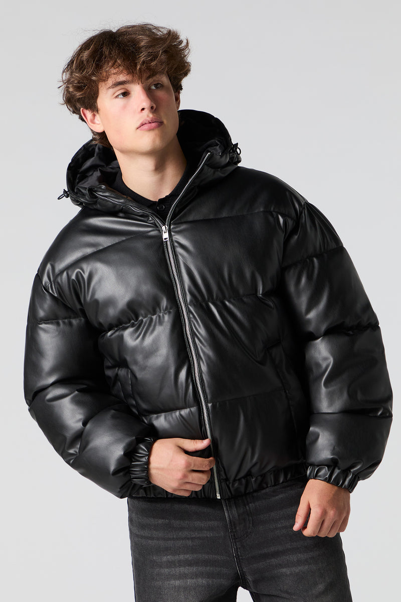 Blouson bouffant en similicuir