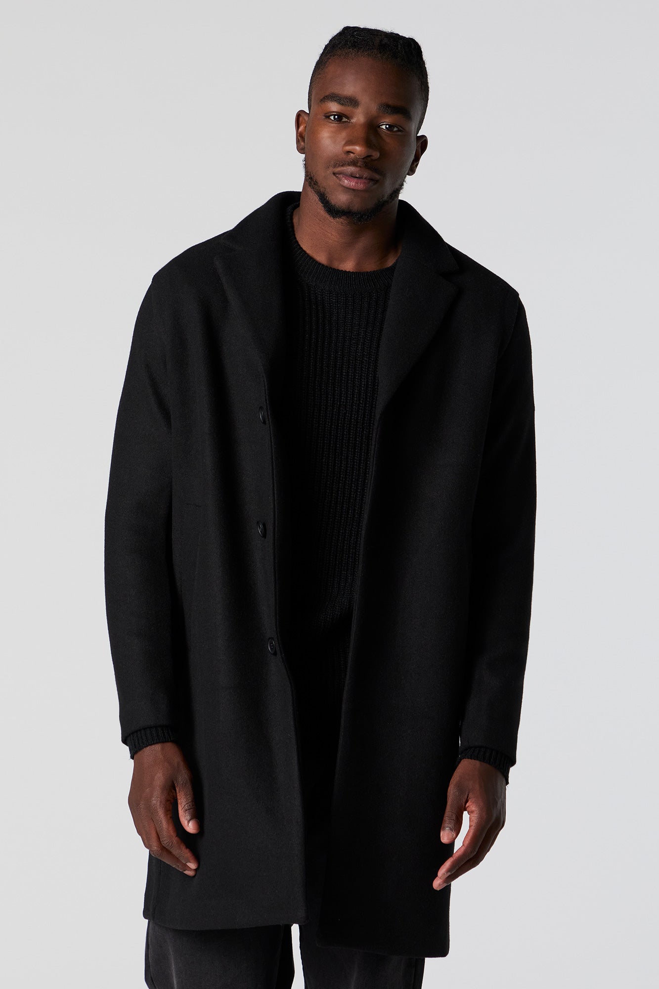 Collared Button Front Longline Coat