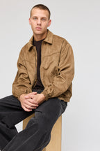 Faux Suede Bomber Jacket