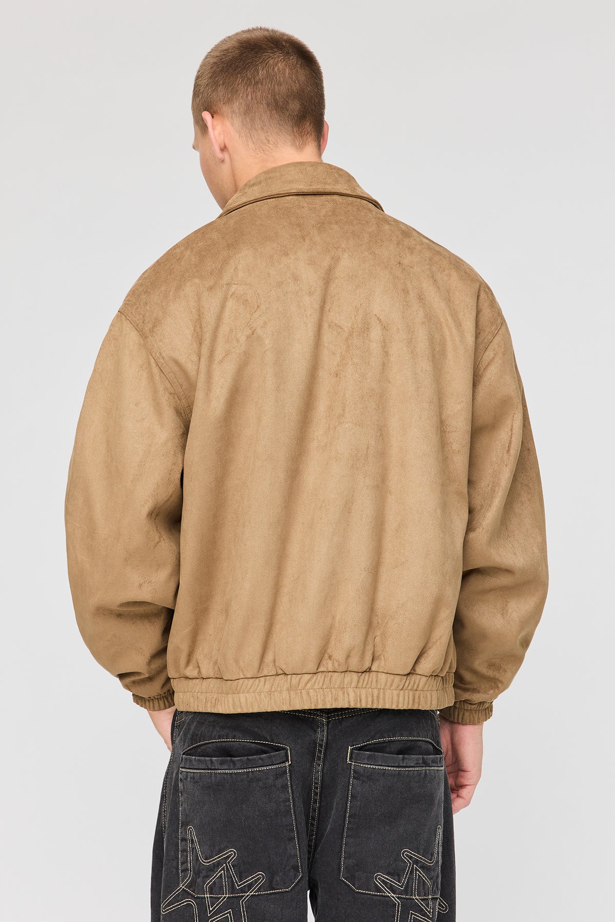 Alt View 2. Faux Suede Bomber Jacket - Taupe