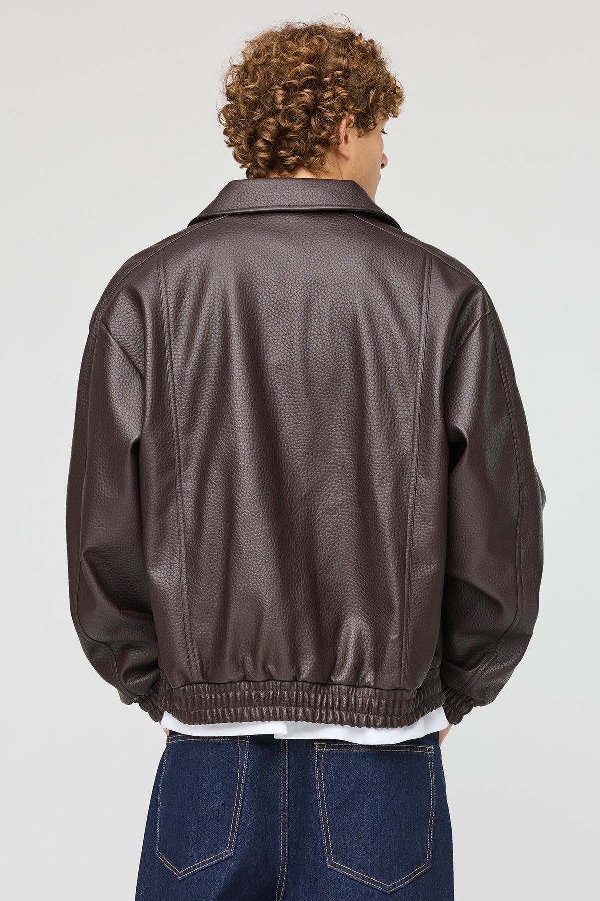 Alt View 2. Faux Leather Bomber Jacket - Brown