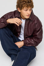 Faux Leather Bomber Jacket