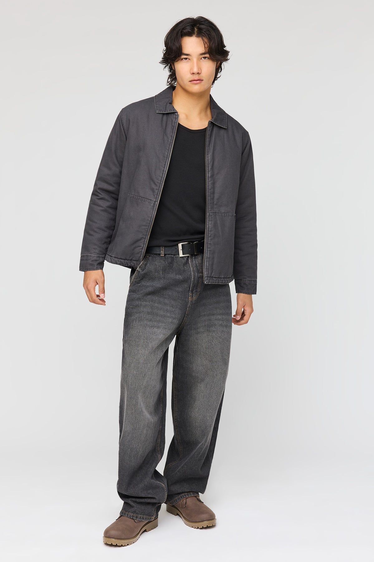 Alt View 3. Washed Jacket - Dark Grey