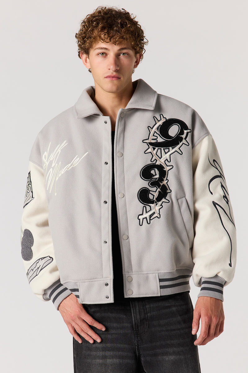 Self Made Chenille Embroidered Bomber Jacket
