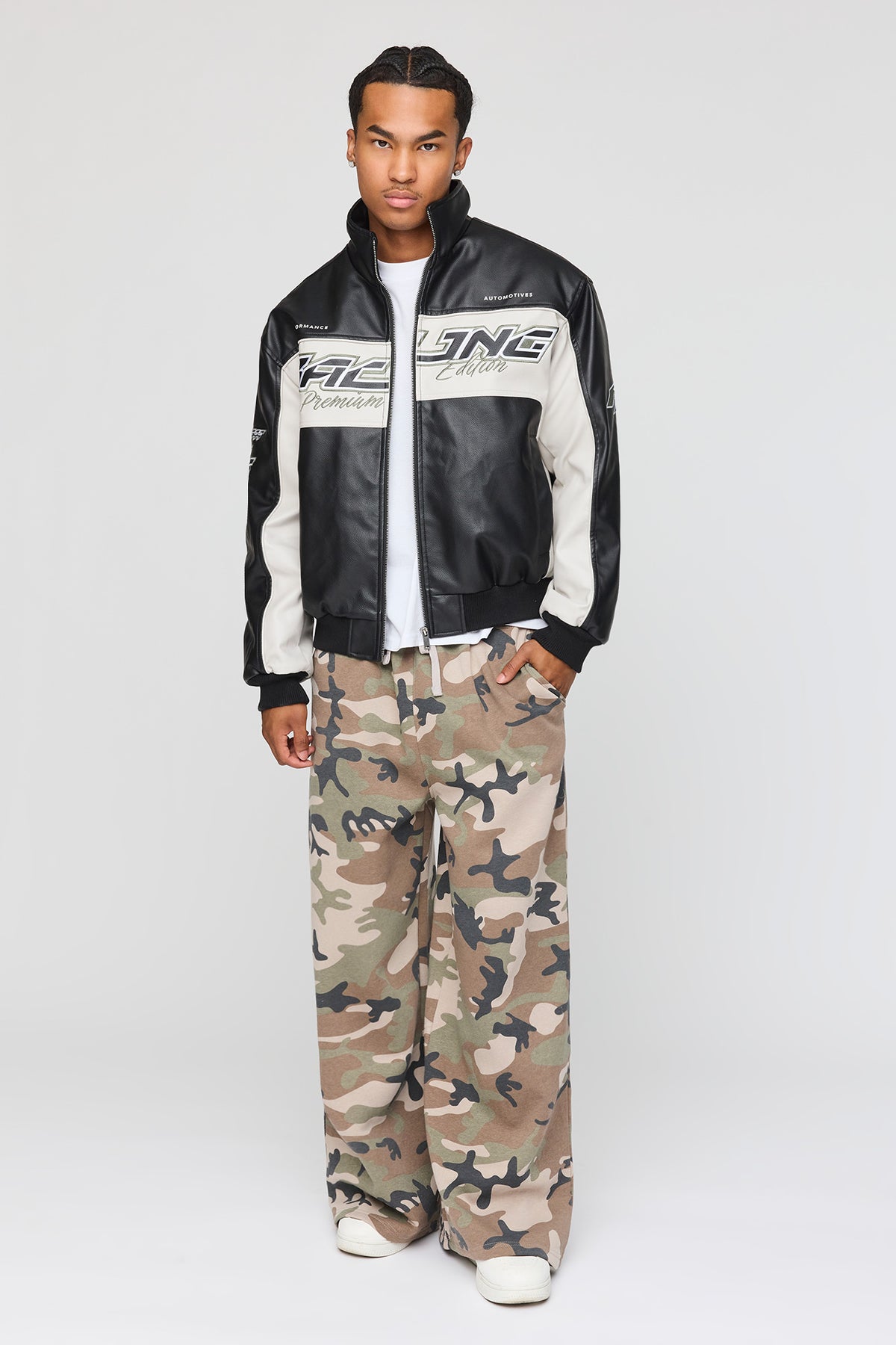 Vue alternative 3. Blouson de style universitaire en similicuir