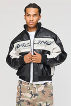 Blouson de style universitaire en similicuir