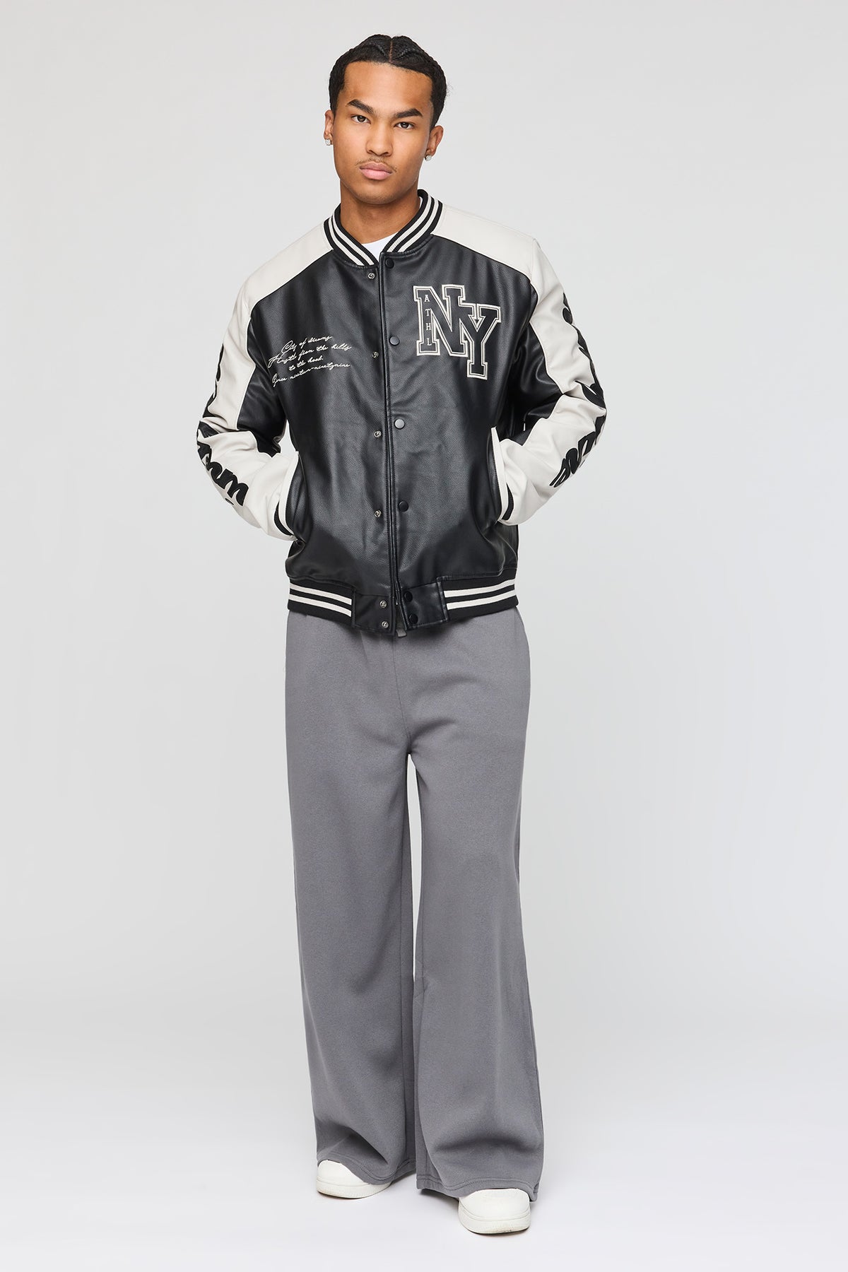 Vue alternative 3. Blouson de style universitaire en similicuir