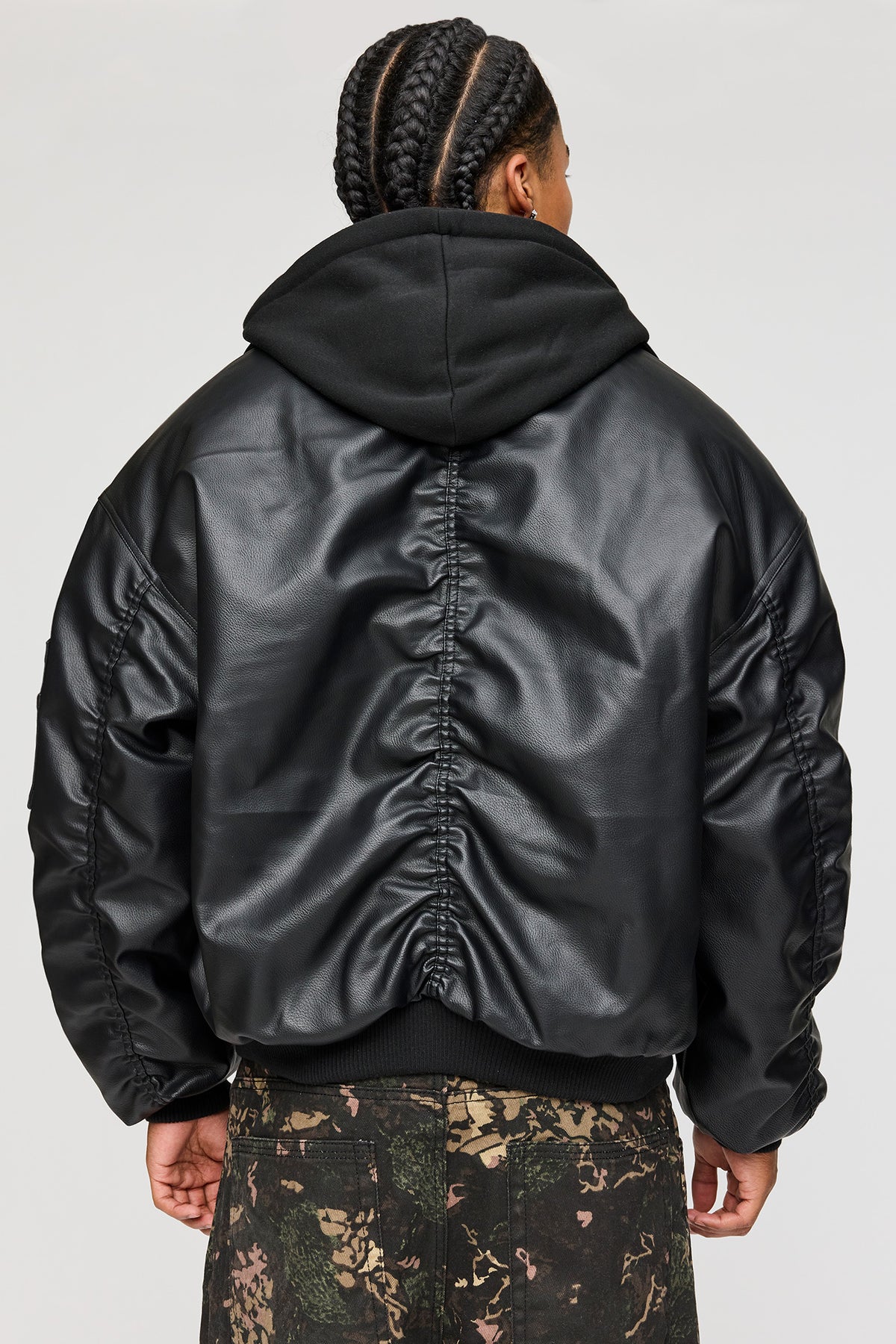 Alt View 2. Bomber Jacket with Detachable Hood - Plaid