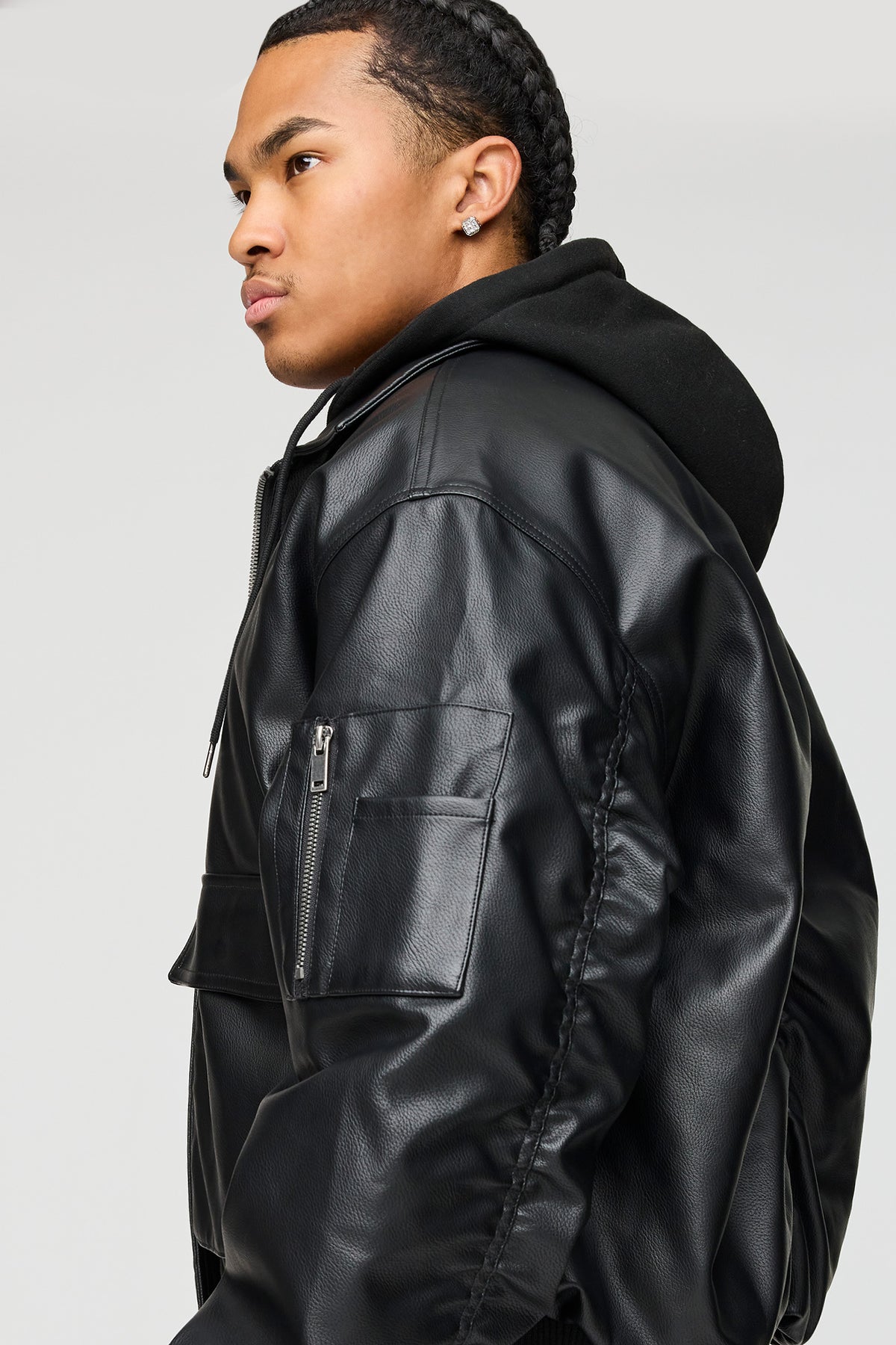 Alt View 5. Bomber Jacket with Detachable Hood - Plaid