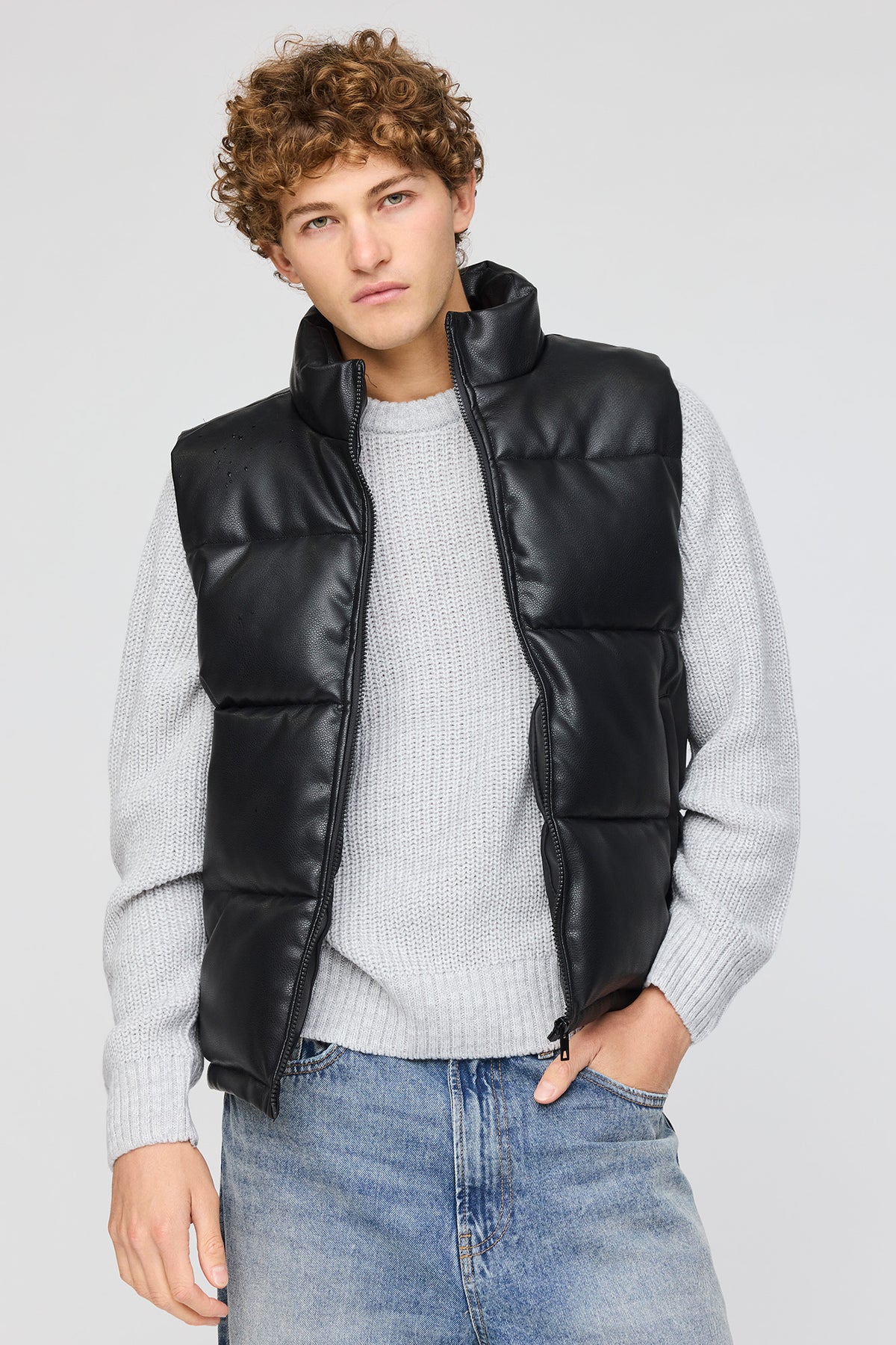 Veste bouffante en similicuir