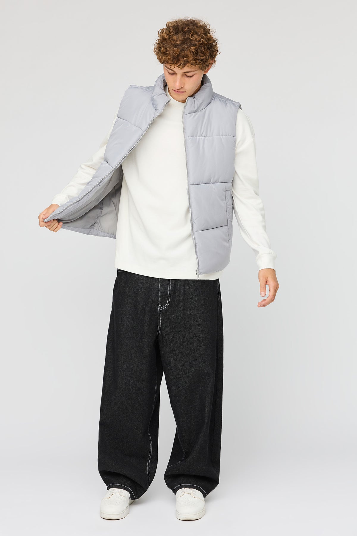 Alt View 3. Puffer Vest - Light Grey