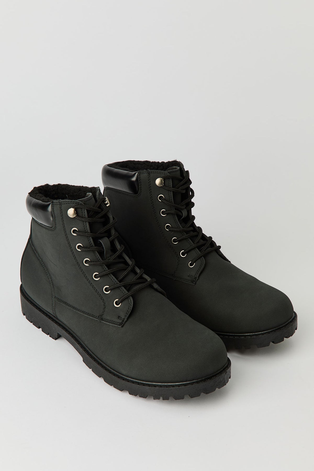 Alt View 2. Faux Fur Lined Hiking Boots - Black