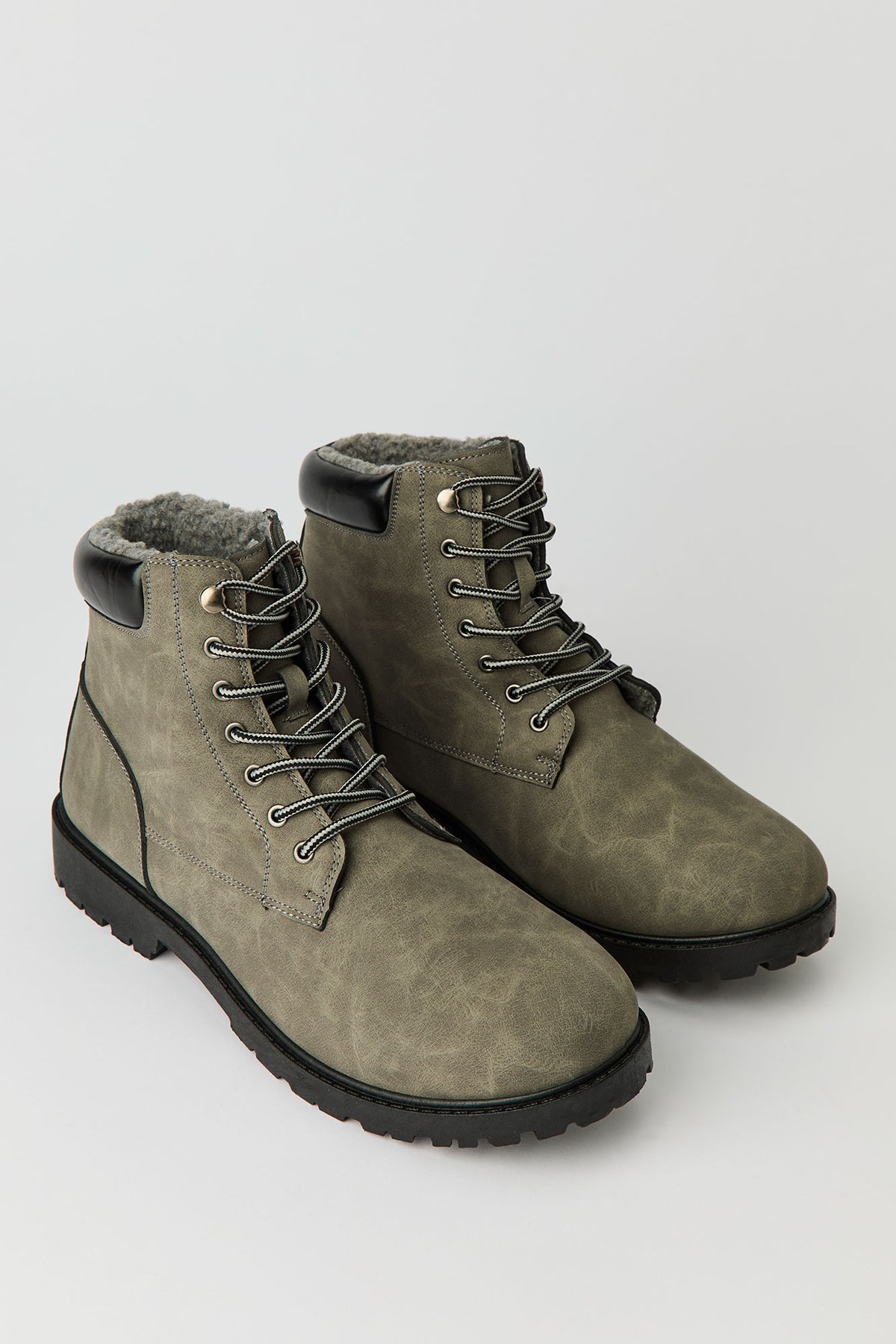 Alt View 2. Faux Fur Lined Hiking Boots - Sage