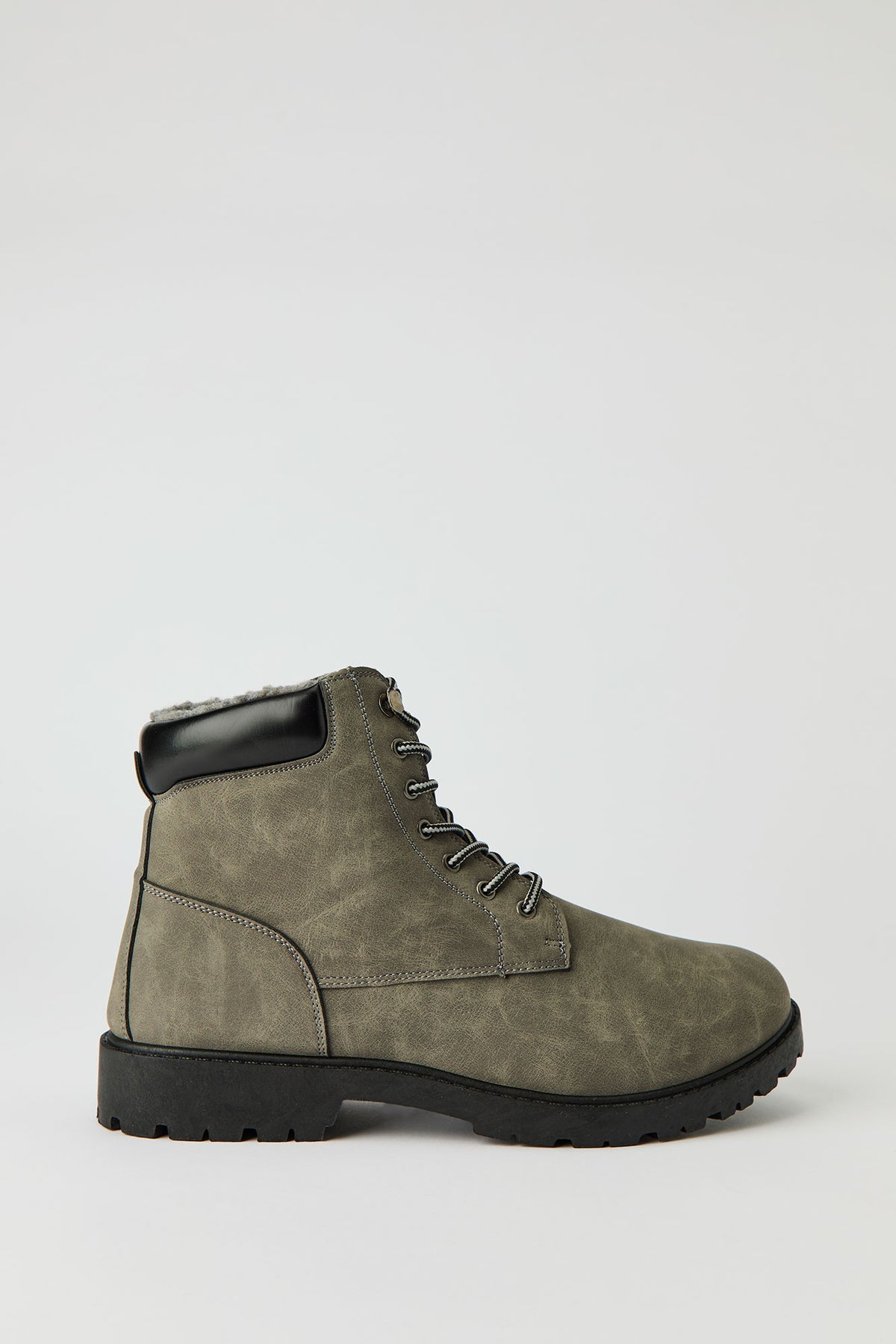 Faux Fur Lined Hiking Boots - Sage