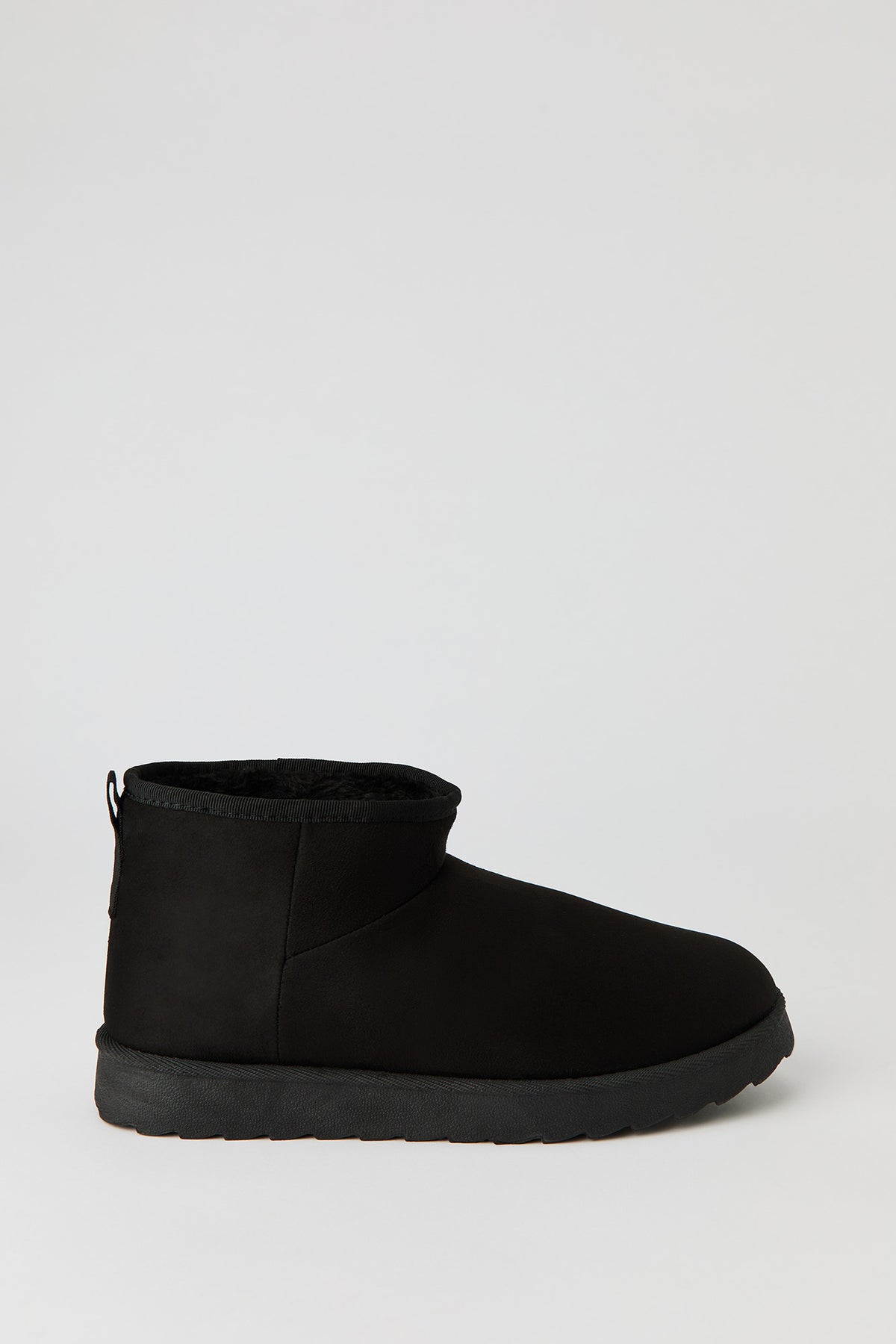 Faux Fur Lined Ankle Boots - Black