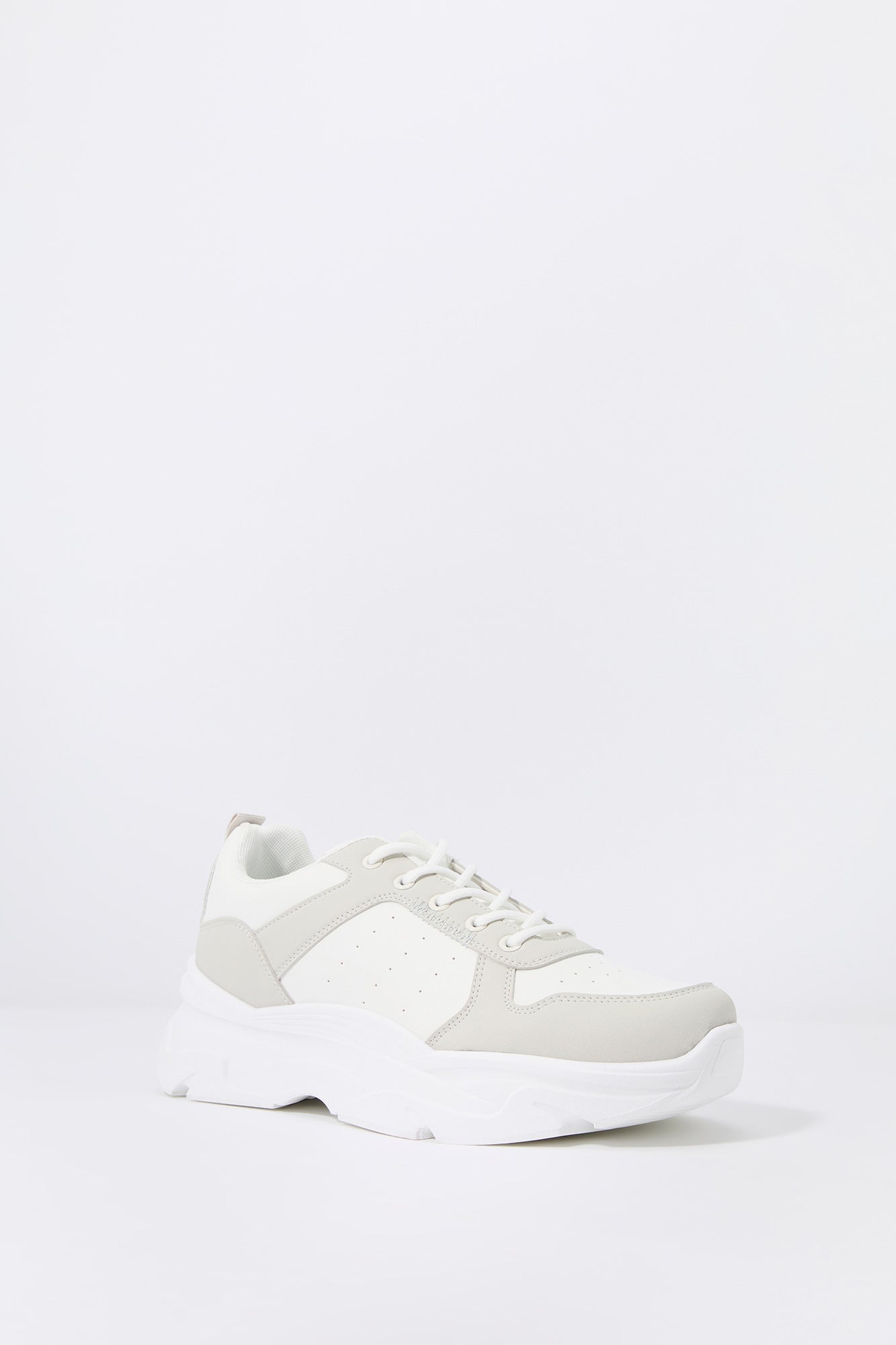 Faux Leather Lace-Up Chunky Sneaker