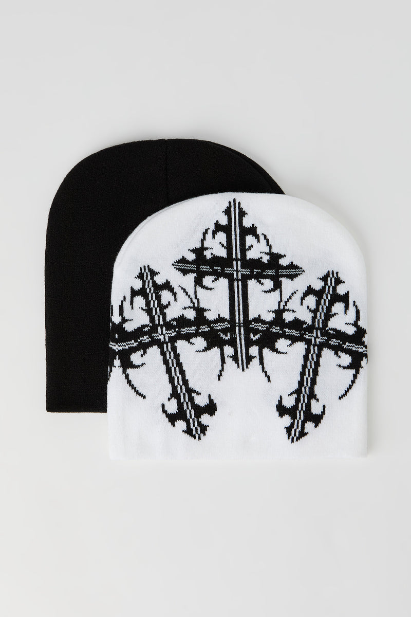 Jacquard Knit Beanie (2 Pack)