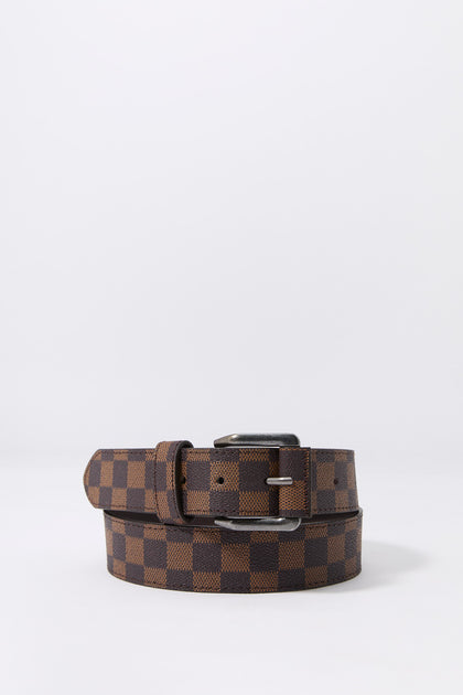 Brown Checkered Buckle Belt