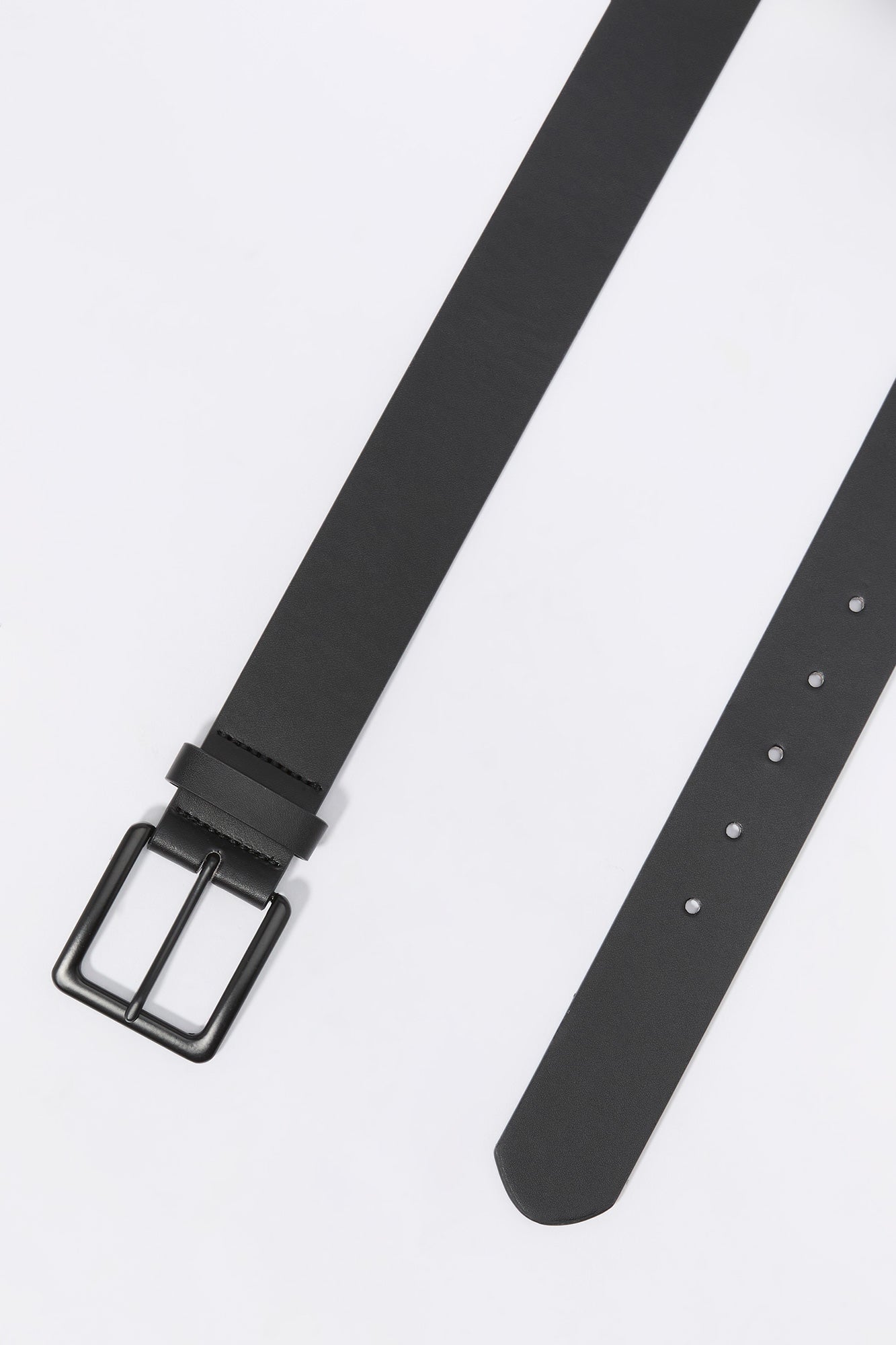 Matte Black Faux Leather Belt