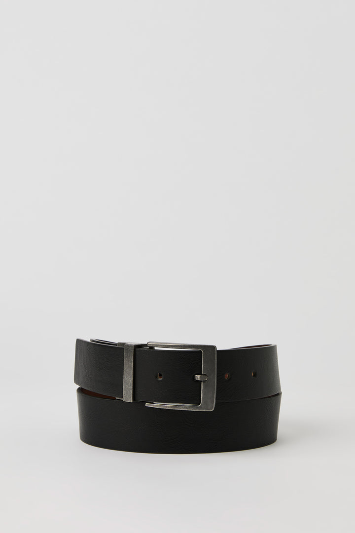 Ceinture en similicuir réversible noire et brune
