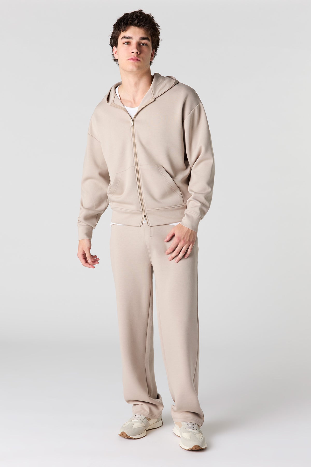 Alt View 3. U/A Scuba 2-Way Zip-Up Hoodie - Oatmeal
