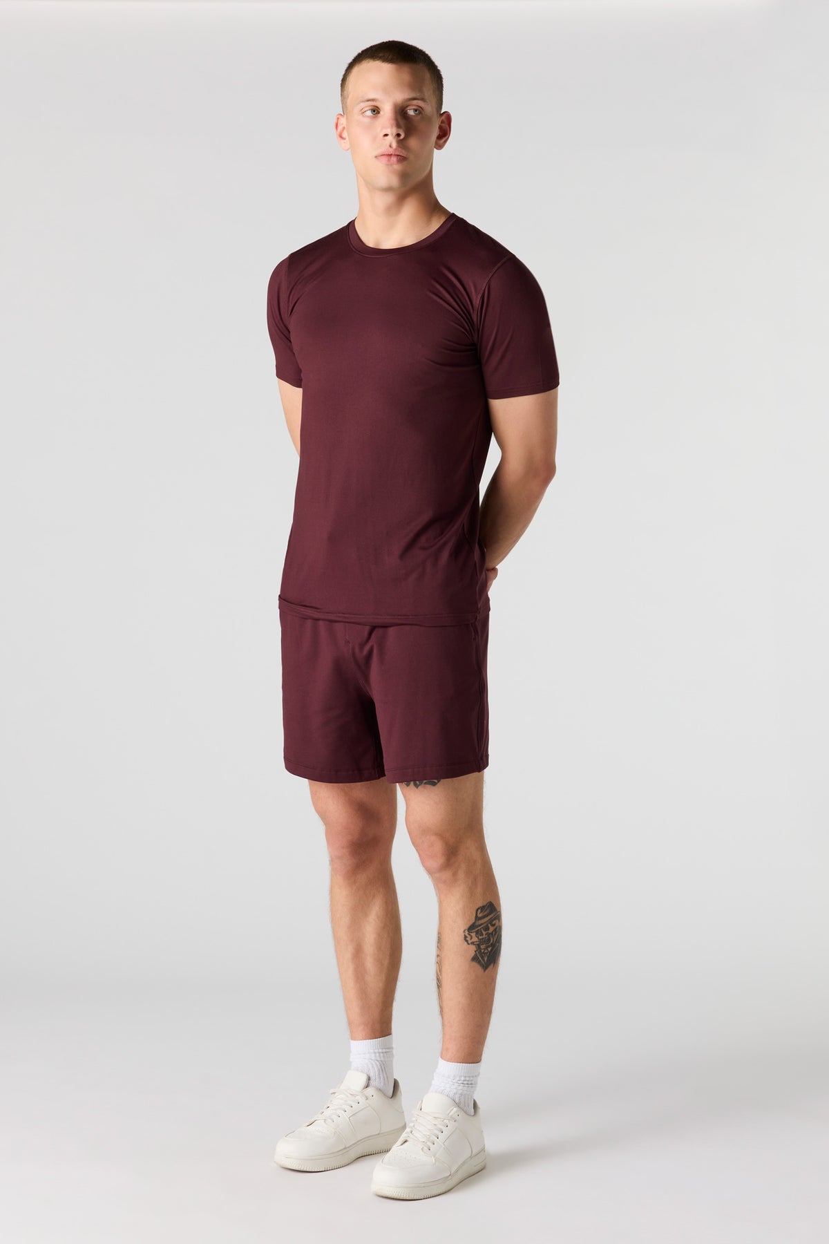 Alt View 3. U/A Crewneck T-Shirt - Dark Red