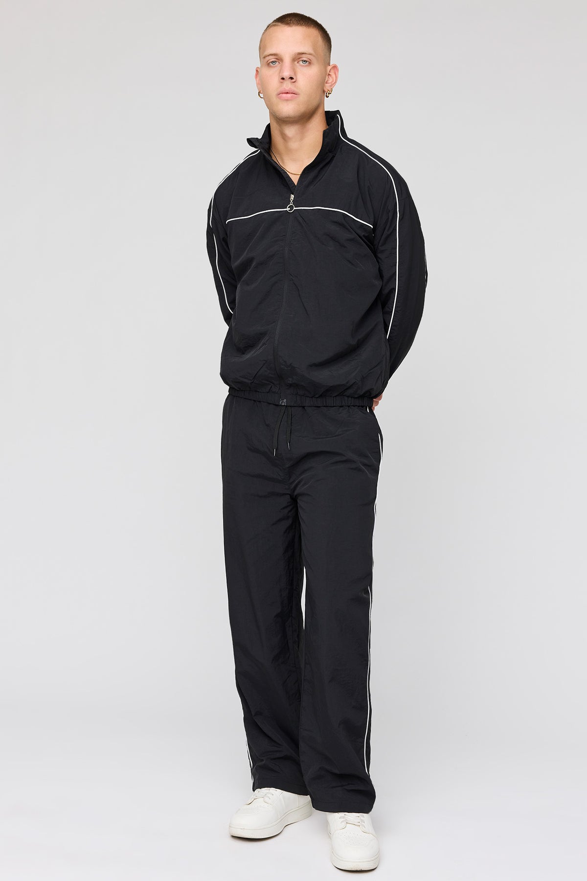 Alt View 2. Nylon Track Pant - Black