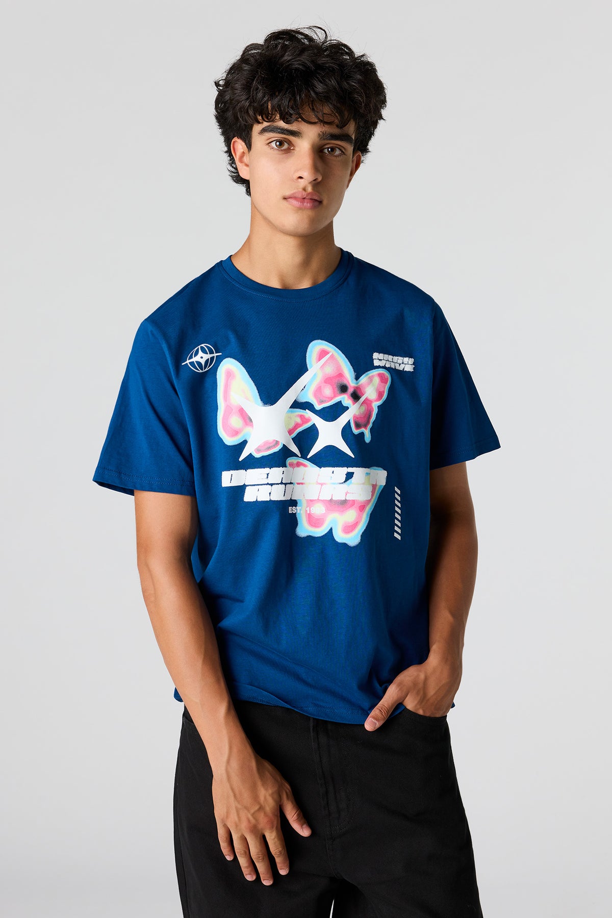 Butterfly Graphic T-Shirt - Navy