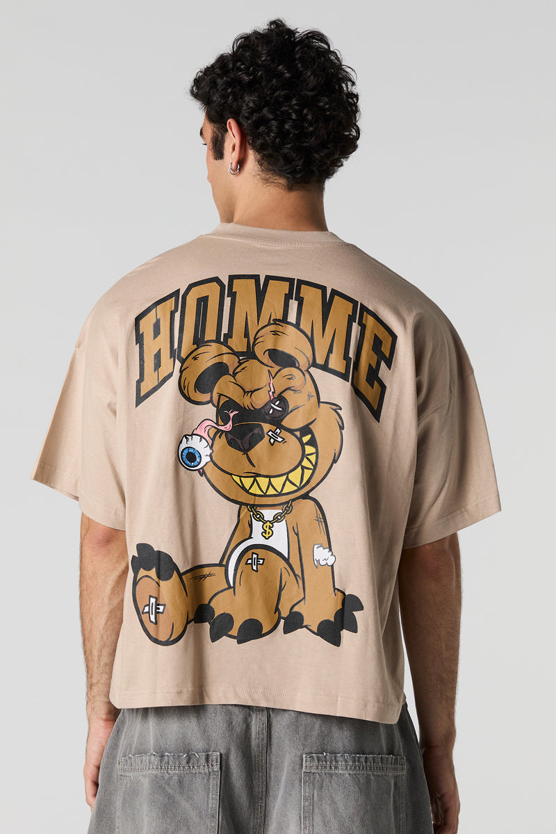 T-shirt carré à imprimé Broken Bear